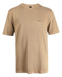 Мужская светло-коричневая футболка с круглым вырезом от BOSS