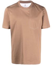 Мужская светло-коричневая футболка с круглым вырезом от Brunello Cucinelli