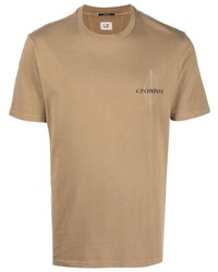 Мужская светло-коричневая футболка с круглым вырезом от C.P. Company