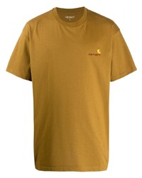 Мужская светло-коричневая футболка с круглым вырезом от Carhartt WIP