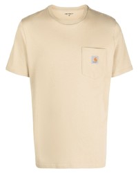Мужская светло-коричневая футболка с круглым вырезом от Carhartt WIP