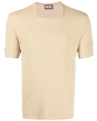 Мужская светло-коричневая футболка с круглым вырезом от Diesel