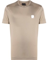 Мужская светло-коричневая футболка с круглым вырезом от Emporio Armani