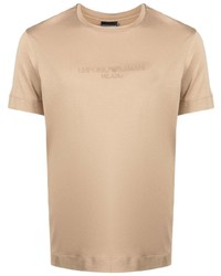 Мужская светло-коричневая футболка с круглым вырезом от Emporio Armani