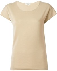 Женская светло-коричневая футболка с круглым вырезом от Etro