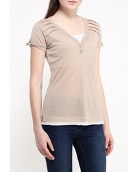 Женская светло-коричневая футболка с круглым вырезом от Kruebeck