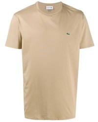 Мужская светло-коричневая футболка с круглым вырезом от Lacoste