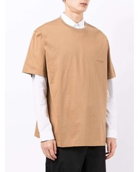 Мужская светло-коричневая футболка с круглым вырезом от Wooyoungmi