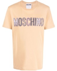 Мужская светло-коричневая футболка с круглым вырезом от Moschino