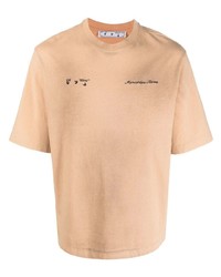 Мужская светло-коричневая футболка с круглым вырезом от Off-White