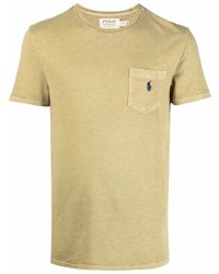Мужская светло-коричневая футболка с круглым вырезом от Polo Ralph Lauren