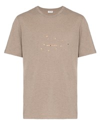 Мужская светло-коричневая футболка с круглым вырезом от Saint Laurent
