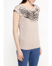 Женская светло-коричневая футболка с круглым вырезом от Sela