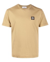 Мужская светло-коричневая футболка с круглым вырезом от Stone Island