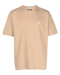 Мужская светло-коричневая футболка с круглым вырезом от Stussy