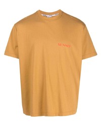 Мужская светло-коричневая футболка с круглым вырезом от Sunnei
