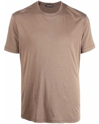Мужская светло-коричневая футболка с круглым вырезом от Tom Ford