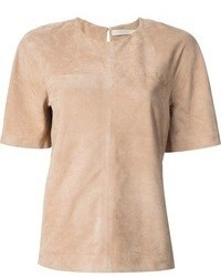 Женская светло-коричневая футболка с круглым вырезом от Victoria Beckham