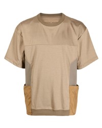 Мужская светло-коричневая футболка с круглым вырезом от White Mountaineering