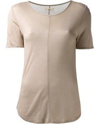 Женская светло-коричневая футболка с круглым вырезом