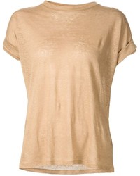 Женская светло-коричневая футболка от Balmain