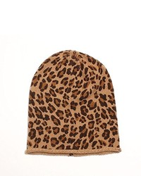 Светло-коричневая шапка с леопардовым принтом
