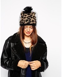 Женская светло-коричневая шапка с леопардовым принтом от Asos