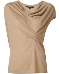 Светло-коричневая шелковая вязаная блузка от Derek Lam