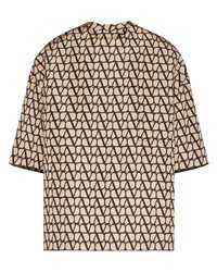 Мужская светло-коричневая шелковая рубашка с длинным рукавом от Valentino