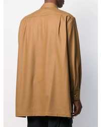 Мужская светло-коричневая шерстяная рубашка с длинным рукавом от Fumito Ganryu