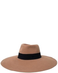Женская светло-коричневая шерстяная шляпа