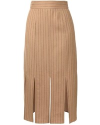 Светло-коричневая шерстяная юбка в вертикальную полоску от Le Ciel Bleu