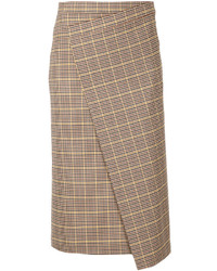 Светло-коричневая шерстяная юбка-карандаш в шотландскую клетку от ASTRAET