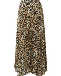 Светло-коричневая юбка-миди с леопардовым принтом