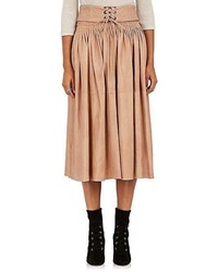 Светло-коричневая юбка-миди со складками