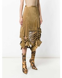 Светло-коричневая юбка-миди со складками от Maison Margiela