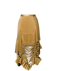 Светло-коричневая юбка-миди со складками от Maison Margiela