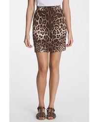 Светло-коричневая юбка с леопардовым принтом