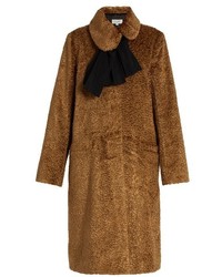 Светло-коричневое бархатное пальто