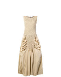 Светло-коричневое вечернее платье с украшением от JW Anderson
