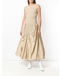Светло-коричневое вечернее платье с украшением от JW Anderson