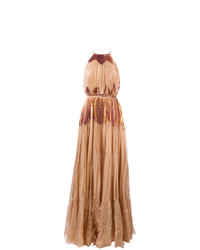 Светло-коричневое вечернее платье со складками от Maria Lucia Hohan