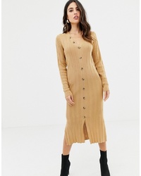 Светло-коричневое вязаное платье-свитер от ASOS DESIGN