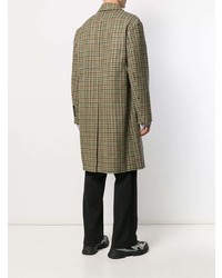 Светло-коричневое длинное пальто с узором "гусиные лапки" от Gucci