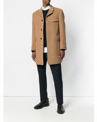Светло-коричневое длинное пальто от Thom Browne