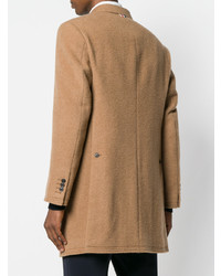 Светло-коричневое длинное пальто от Thom Browne