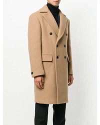 Светло-коричневое длинное пальто от Versace