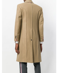 Светло-коричневое длинное пальто от Thom Browne