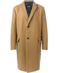 Светло-коричневое длинное пальто от MSGM
