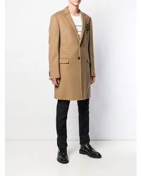 Светло-коричневое длинное пальто от Philipp Plein